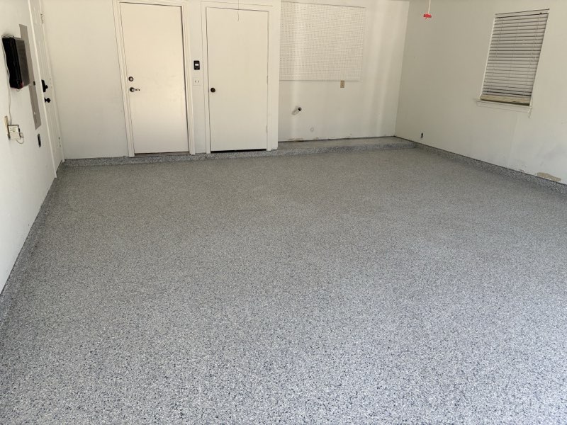 After: Tidal Wave flake epoxy garage floor, Lucas TX