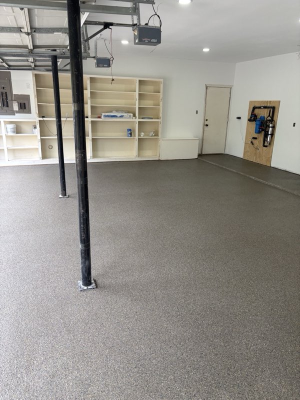 After: Obsidian flake epoxy garage floor, Van Alstyne TX